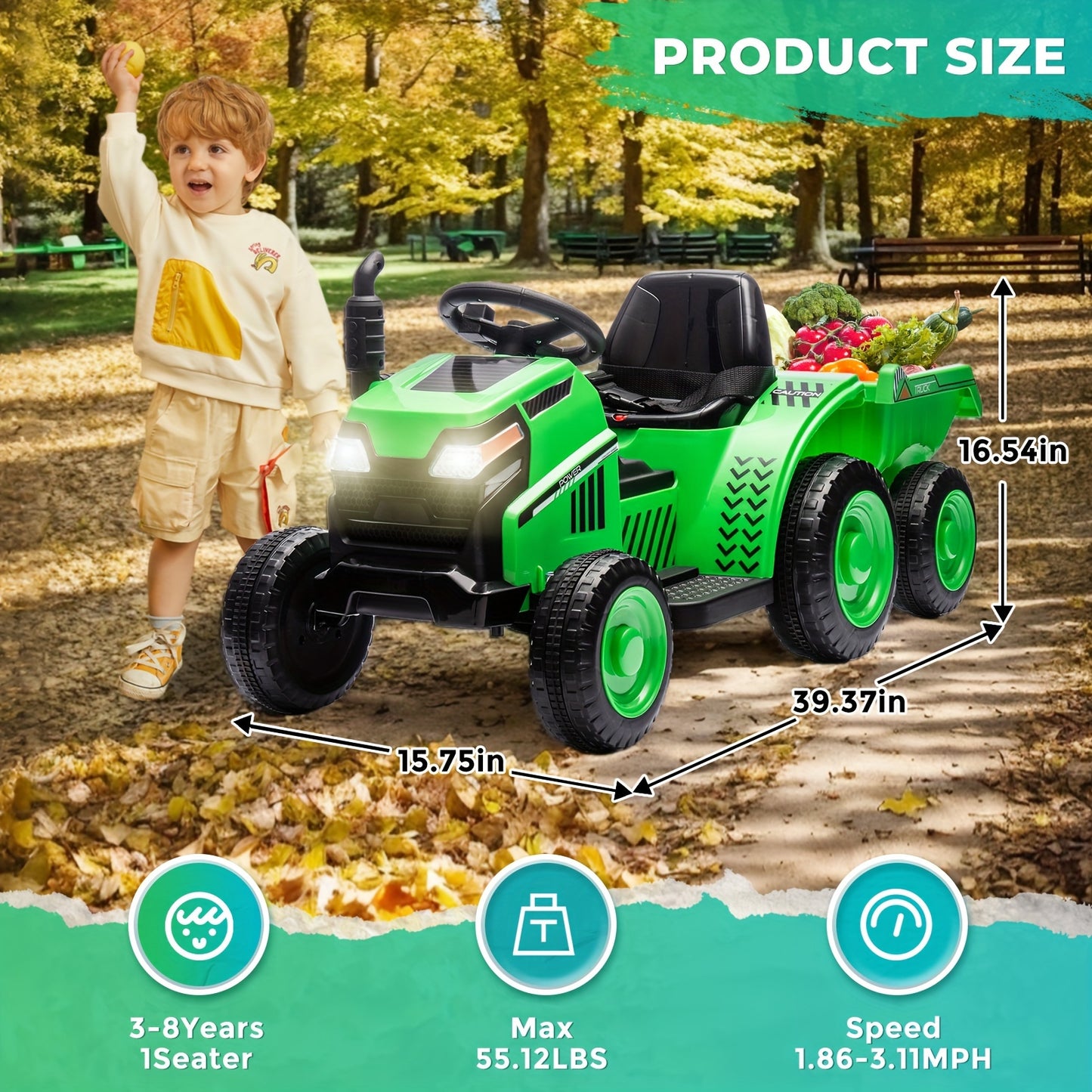 Kids Ride On Tractor Black Knight