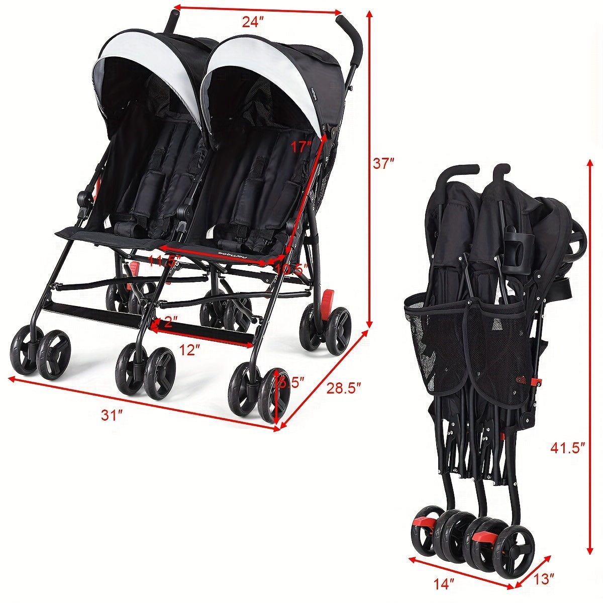 Twin Baby Double Stroller