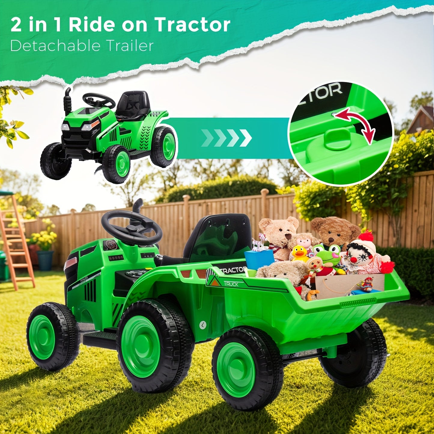 Kids Ride On Tractor Black Knight