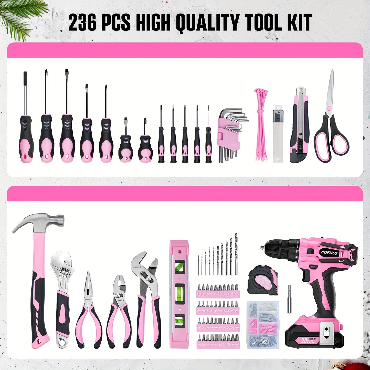 Cordless Power Drill Driver Pink