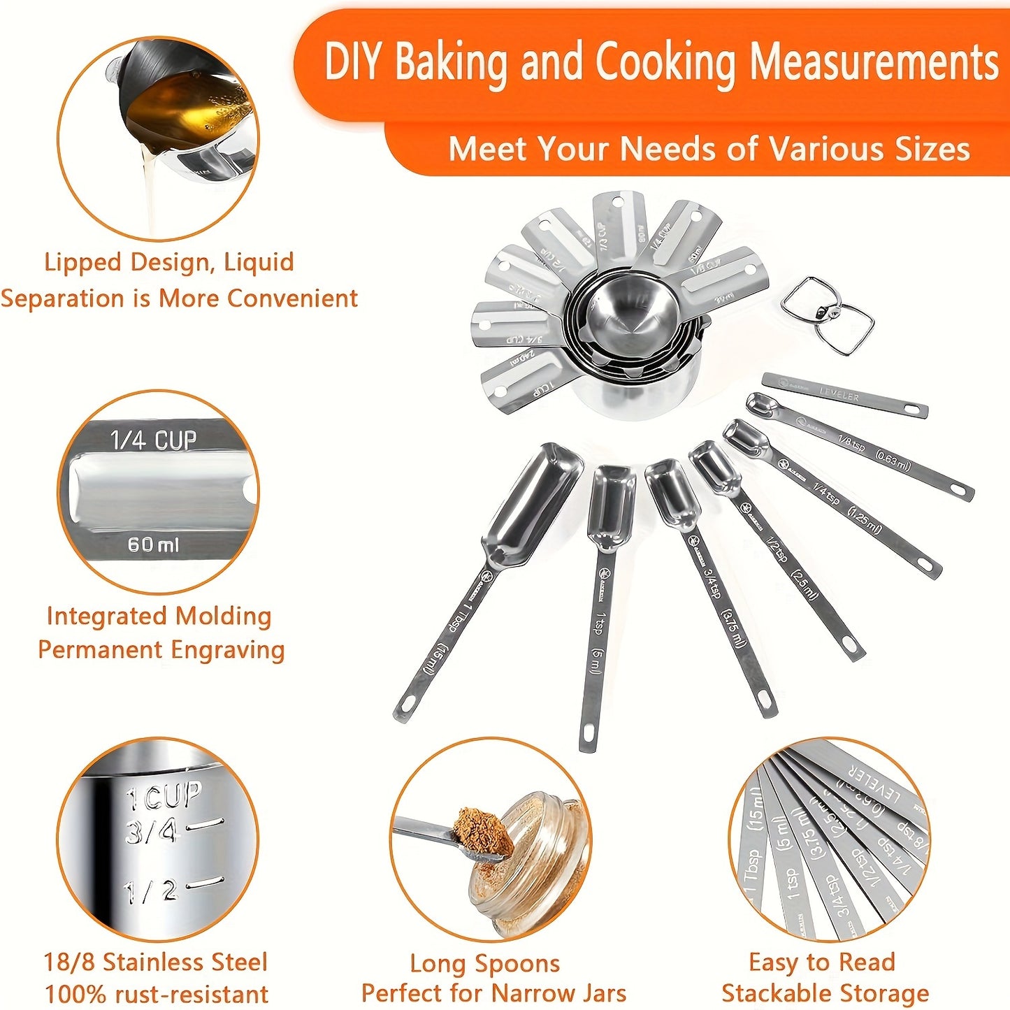 18-piece kitchen measuring tools