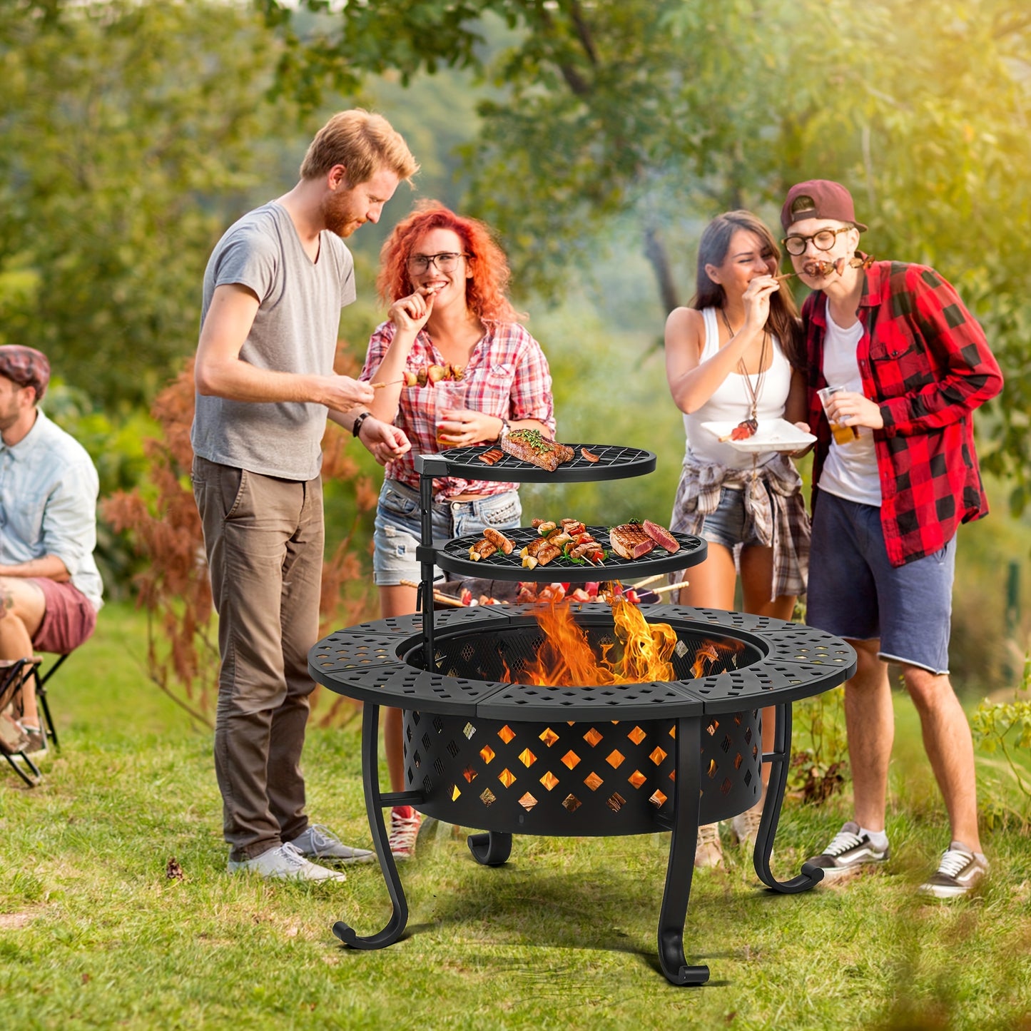 Fire Pit with Two Grills