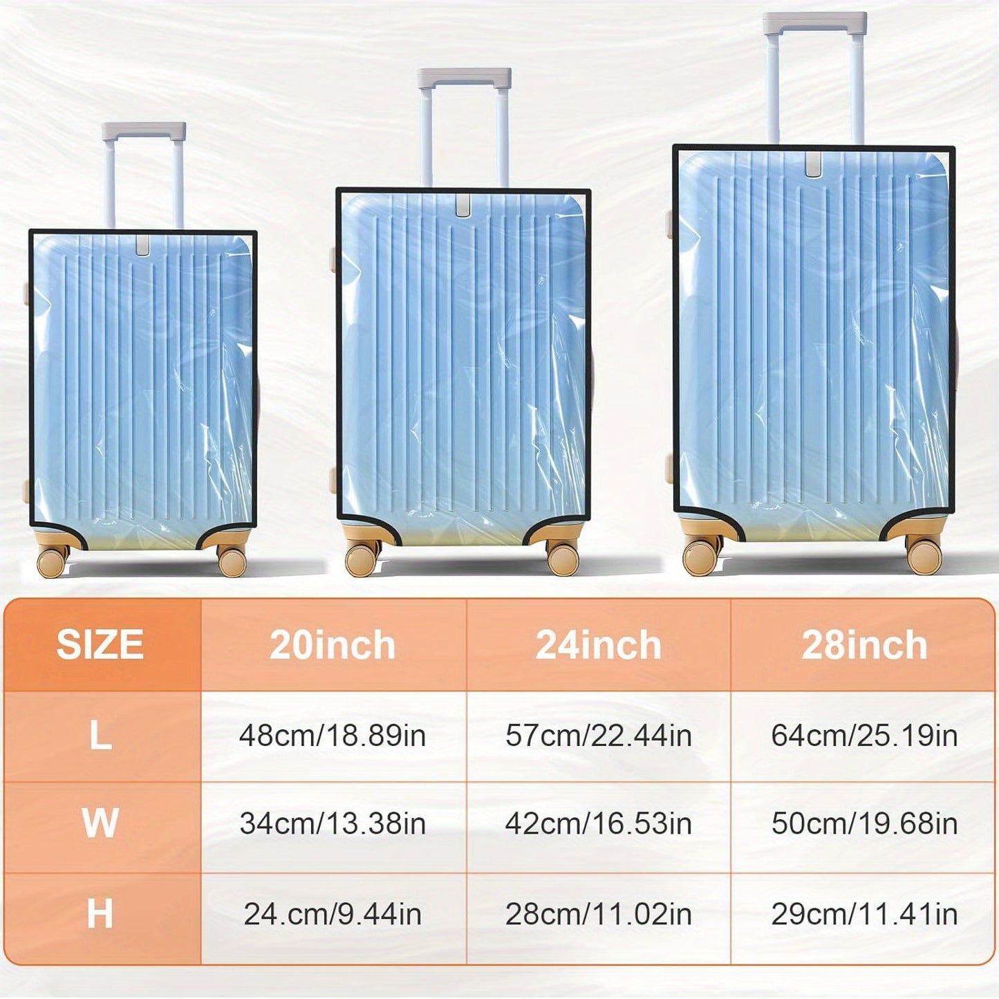 3 PCS clear suitcase cover