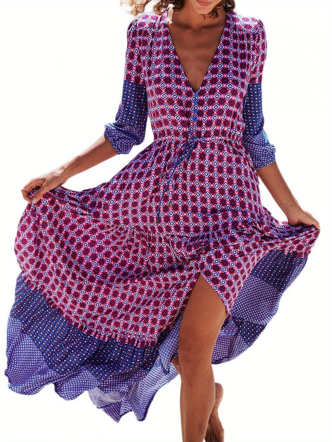 Chic Floral V-Neck Maxi Dress