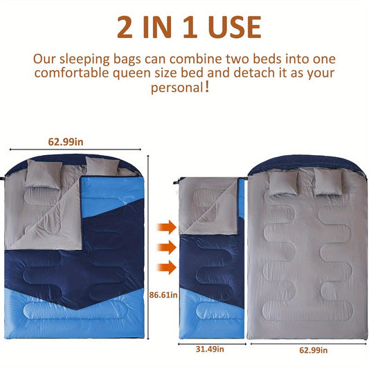 Double Sleeping Bag+2 Pillows