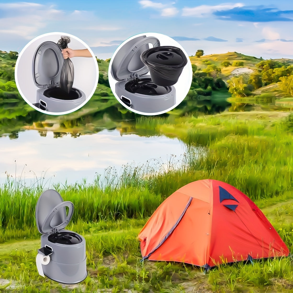 Tall Camping Toilet with Lid