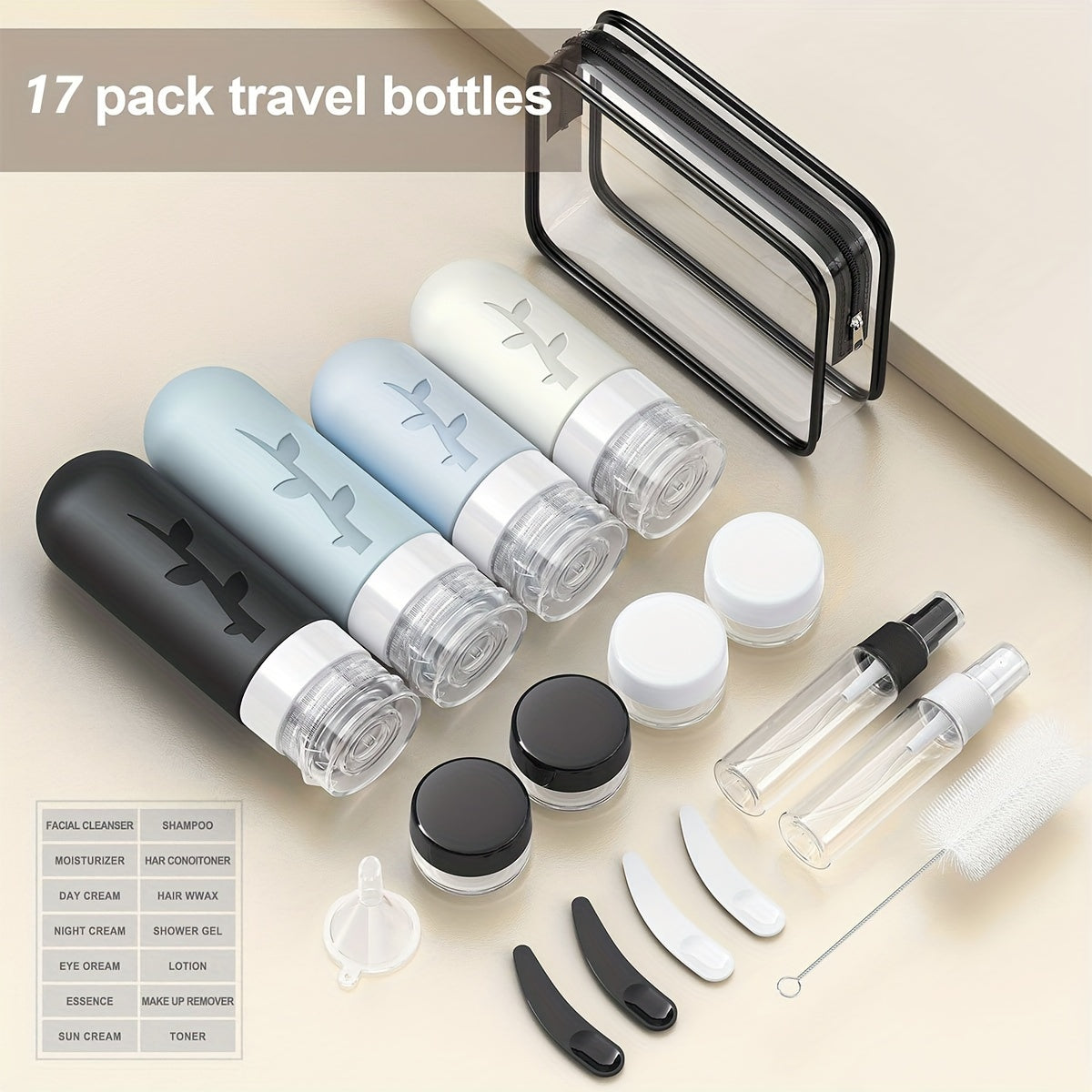 Travel Bottle Set with Storage Bag