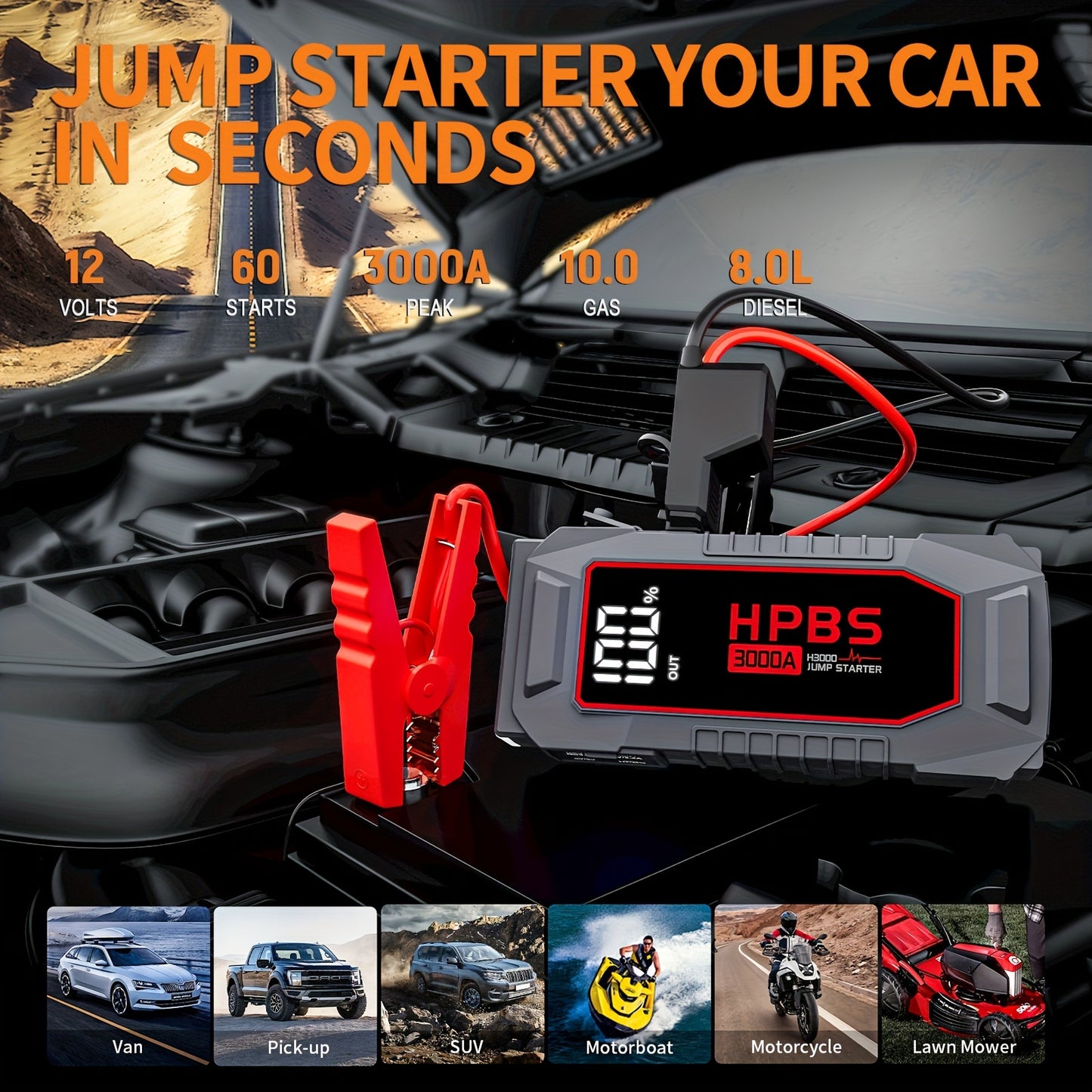 HPBS 3000A Jump Starter Battery