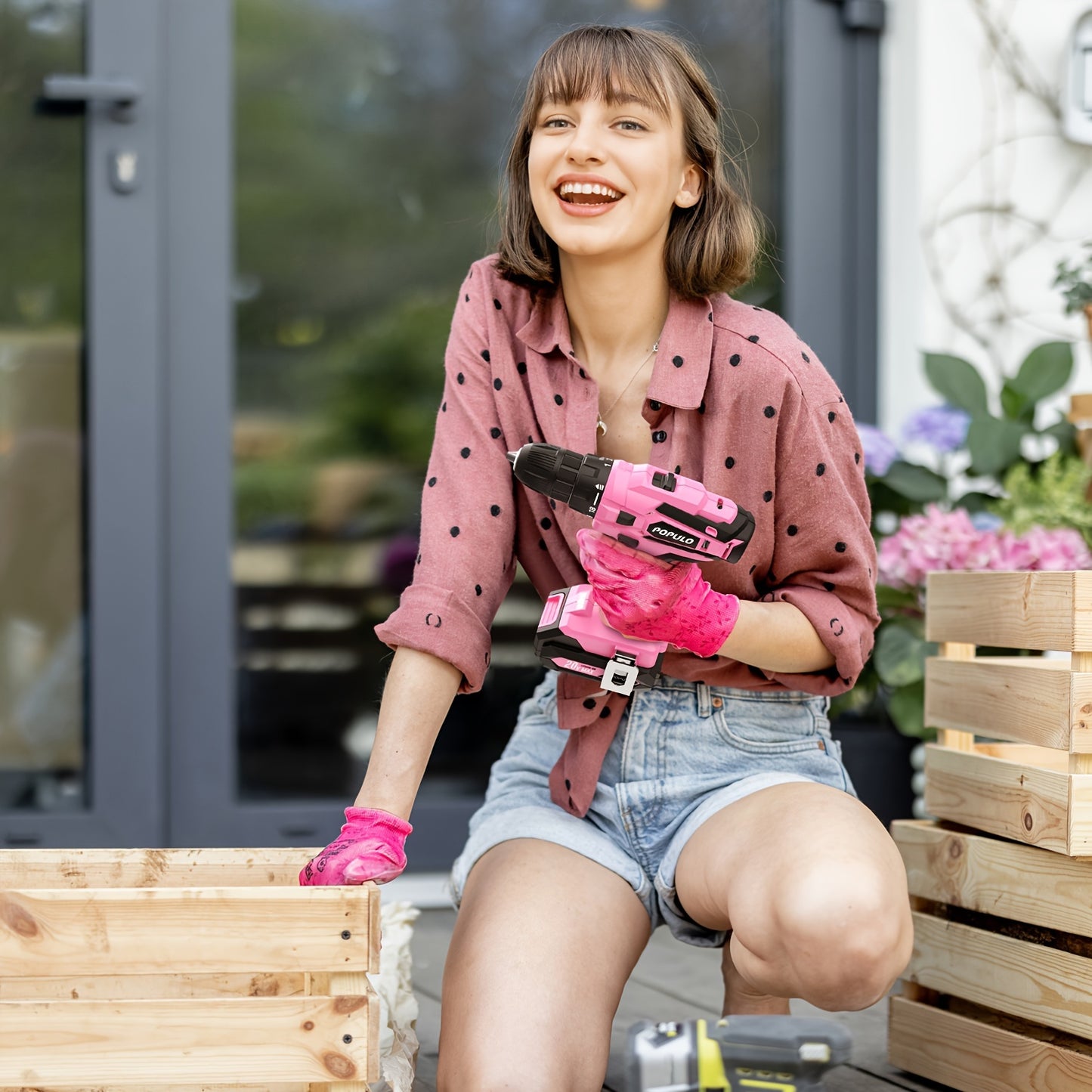 Cordless Power Drill Driver Pink