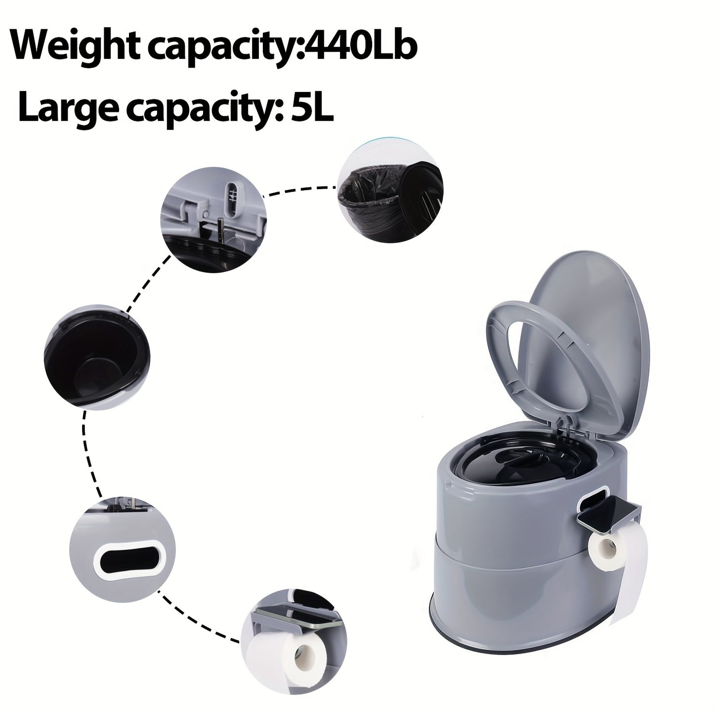 Tall Camping Toilet with Lid