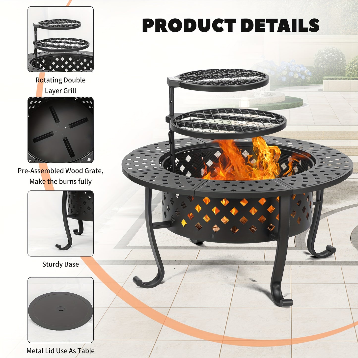 Fire Pit with Two Grills