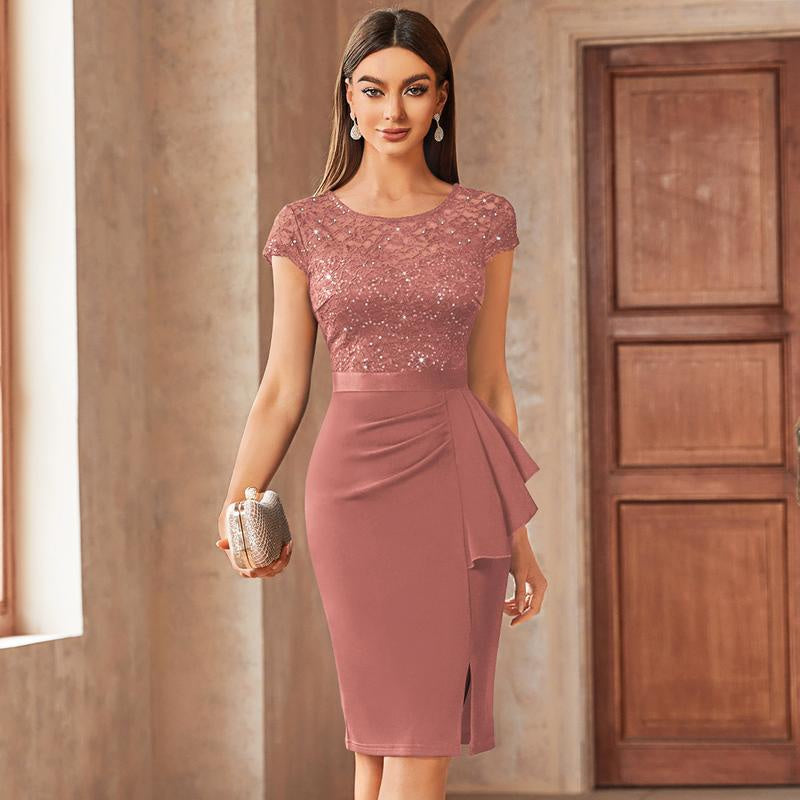 sequin lace cocktail dress