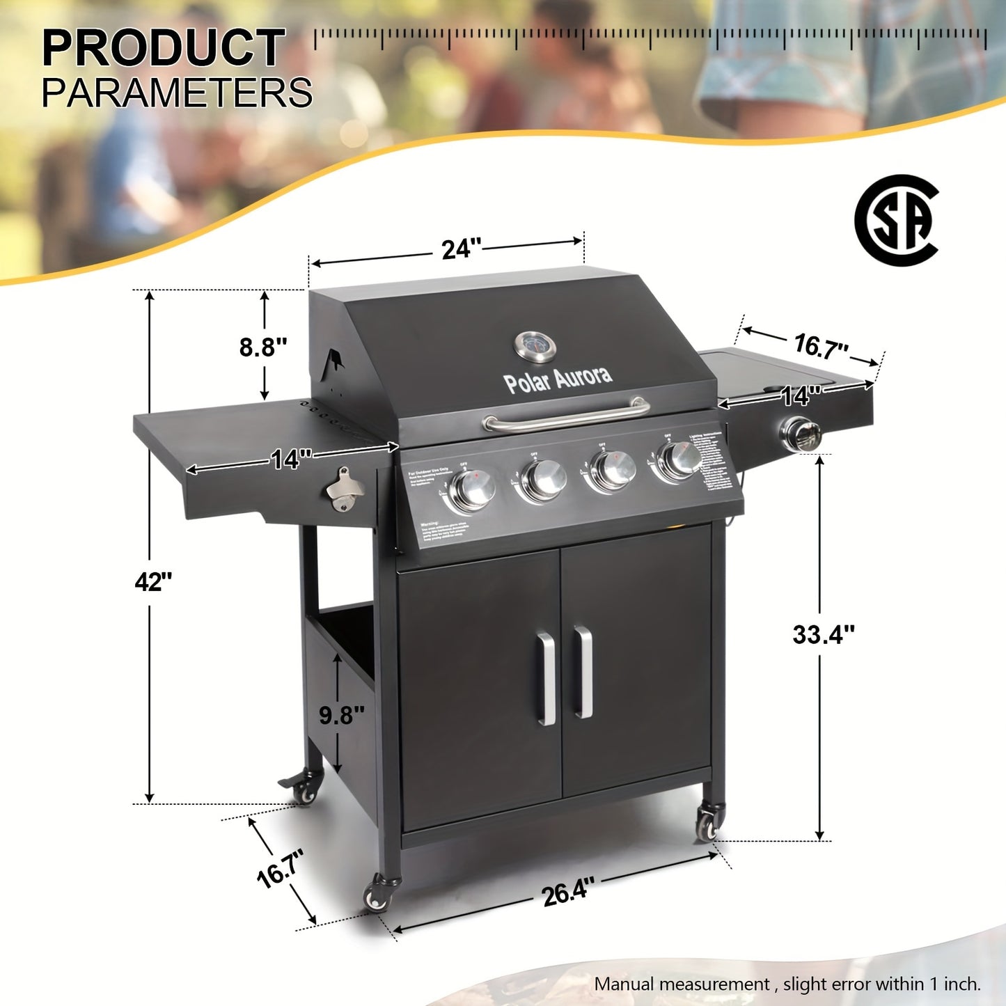 4 Burners Propane Gas Grill