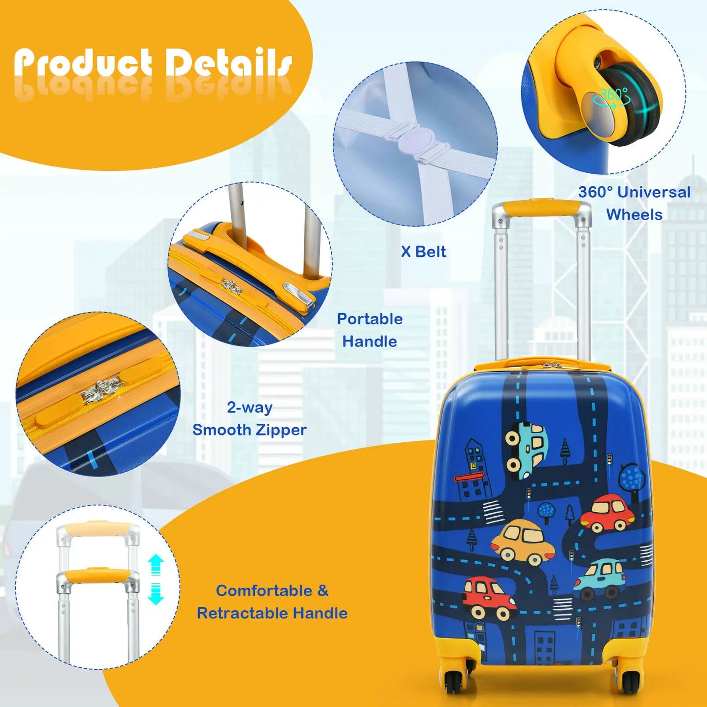 2PC Kids Carry On Luggage Set