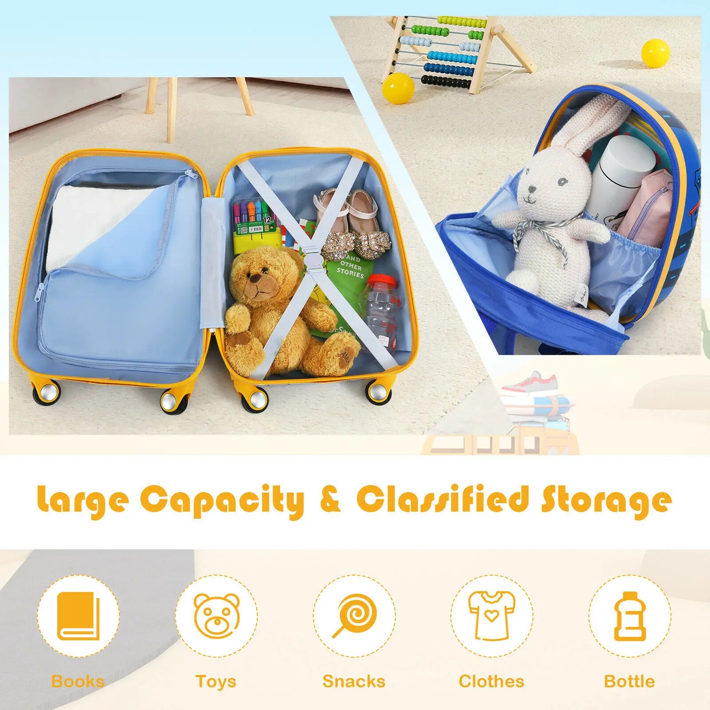 2PC Kids Carry On Luggage Set