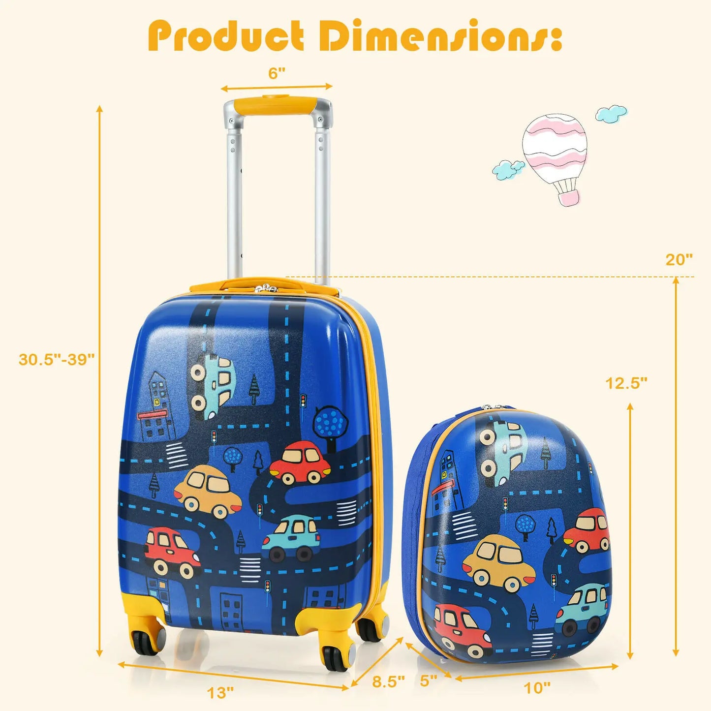 2PC Kids Carry On Luggage Set