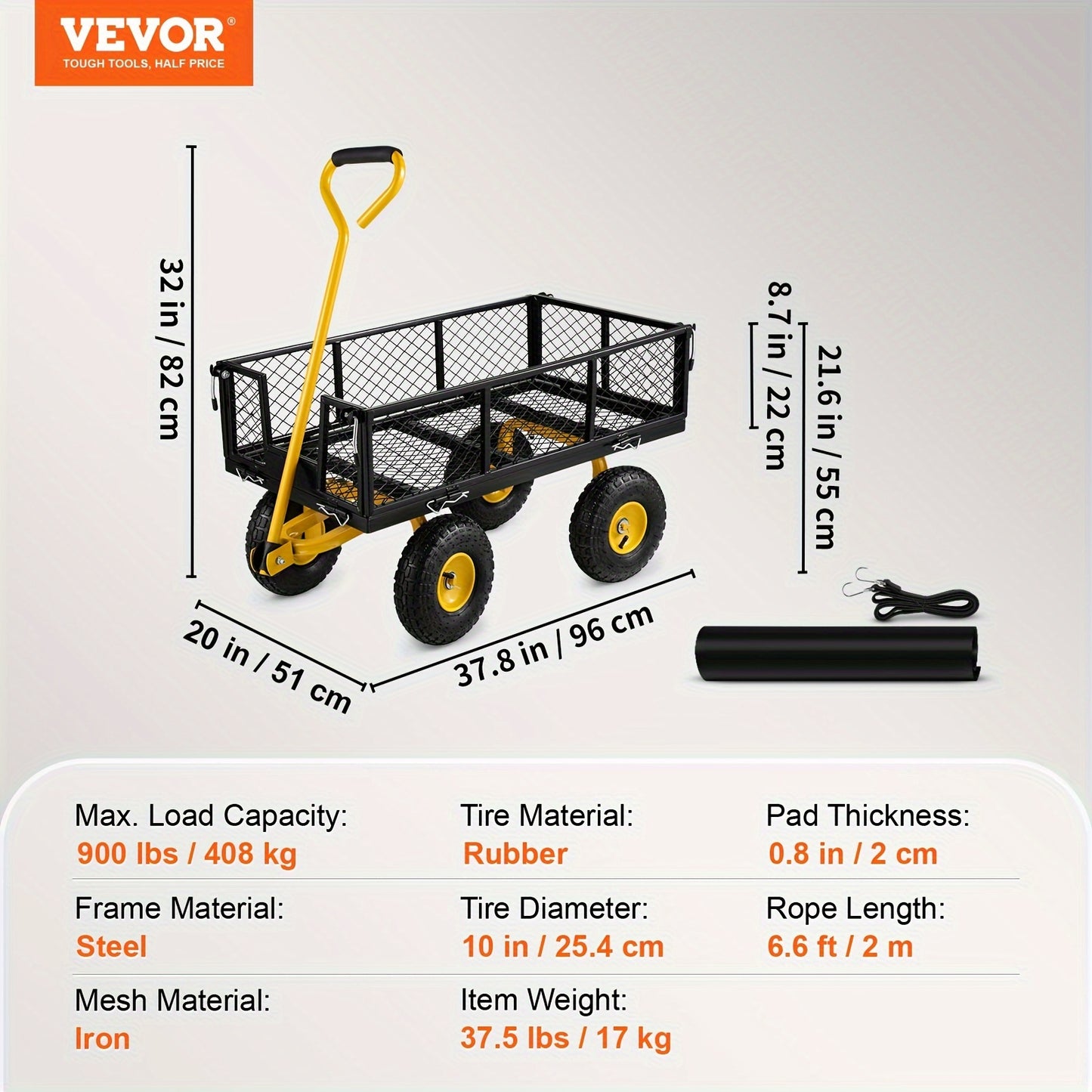 Heavy-Duty Steel Garden Cart