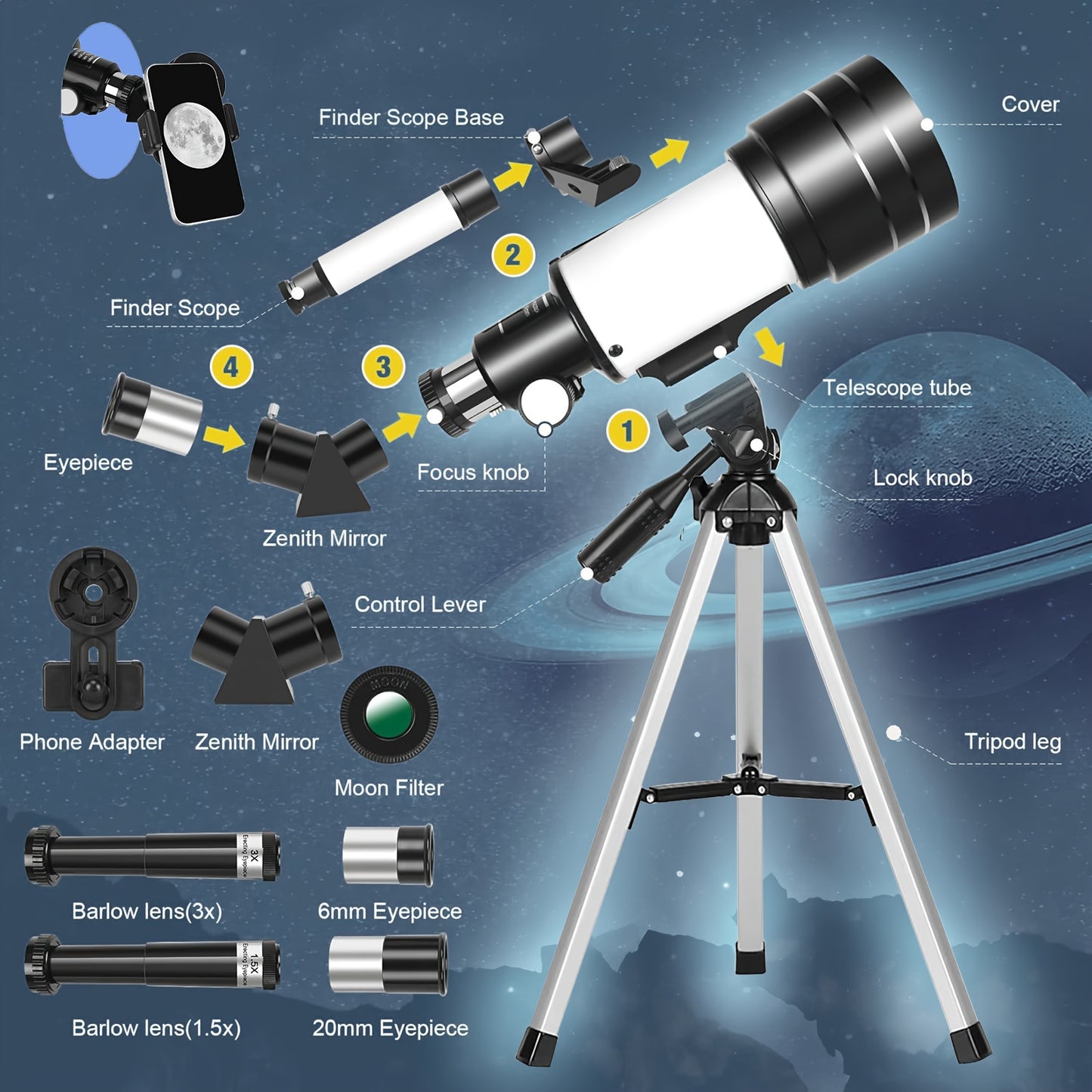 150X Telescope,  High Powered,