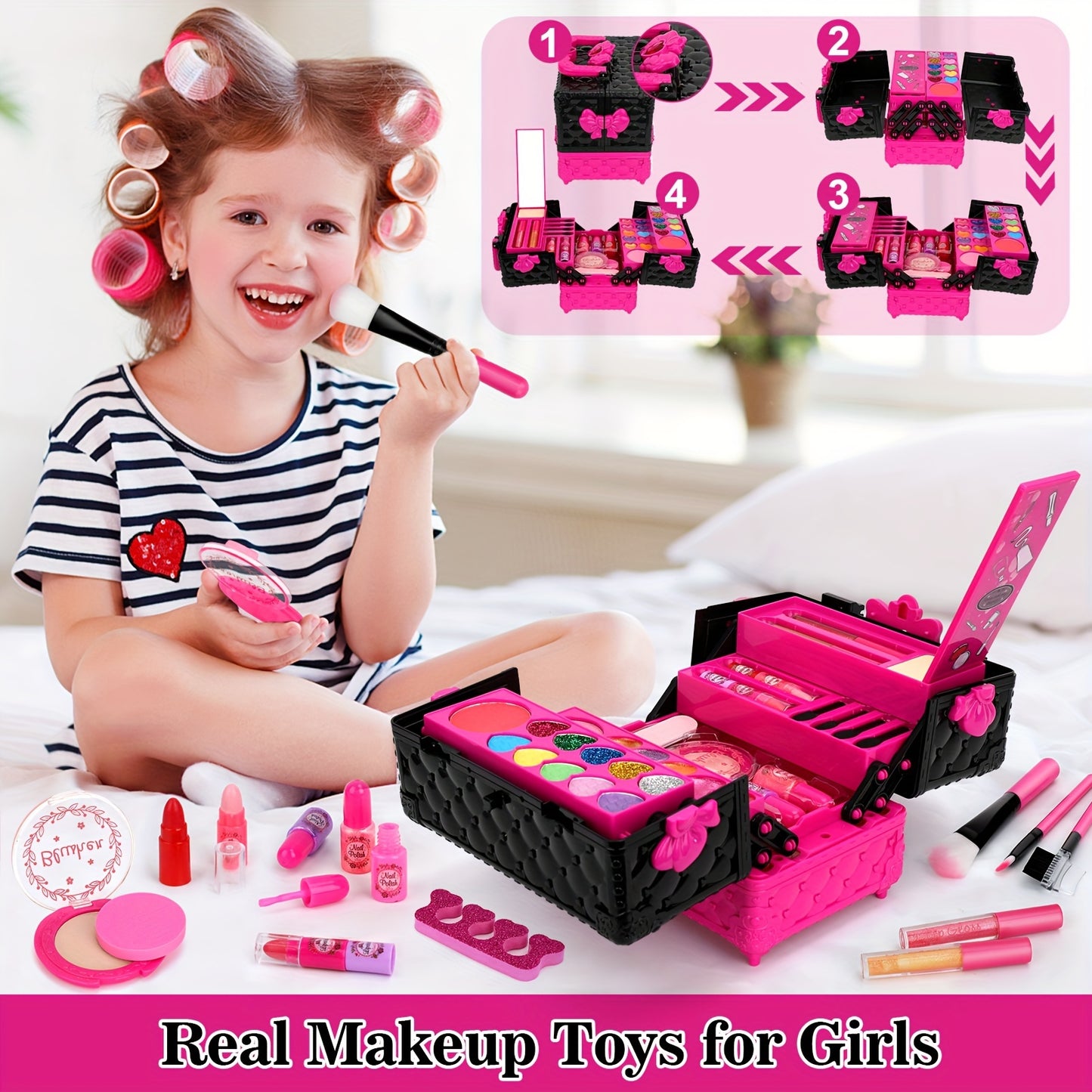 45 PCS Kids Makeup Kit for Girls,