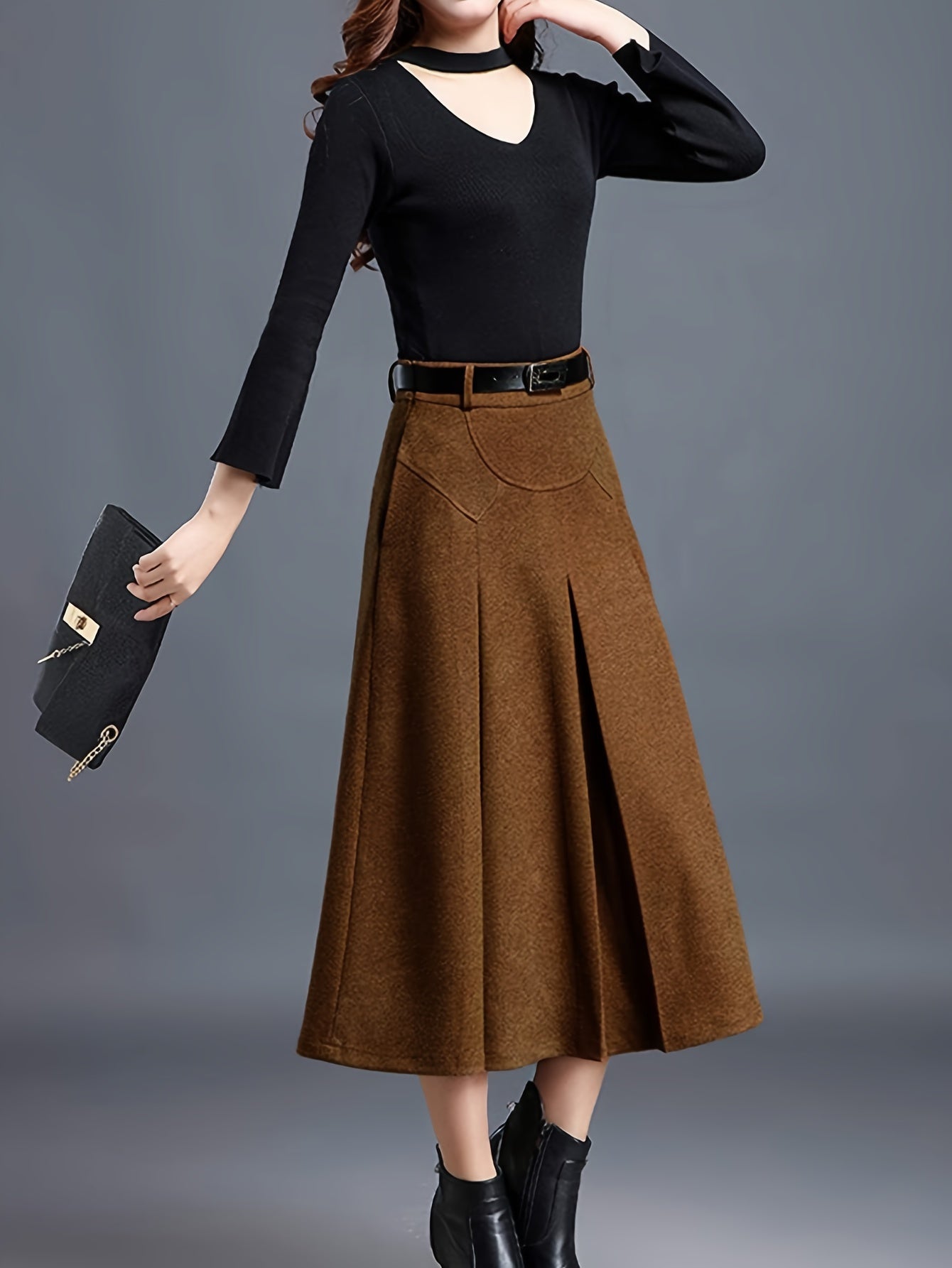 High Waist Winter Midi Skirt