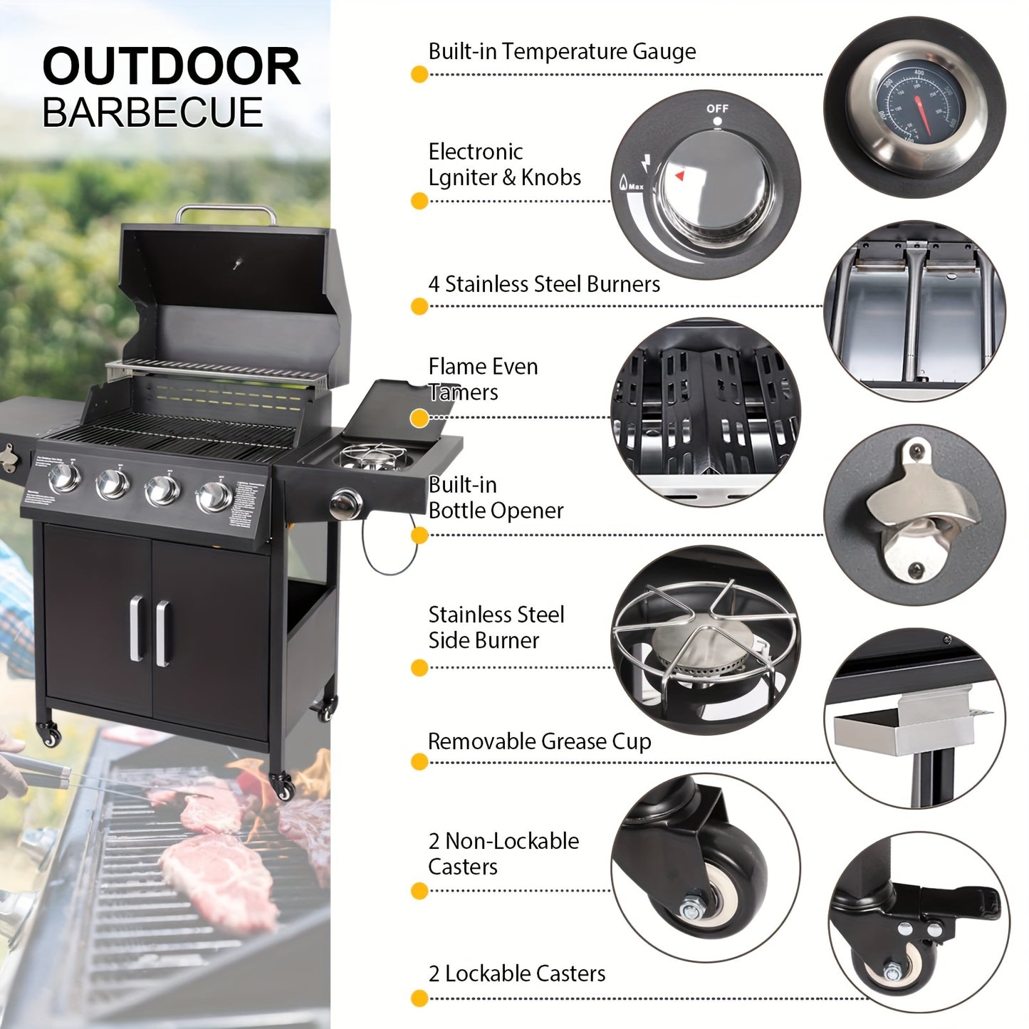 4 Burners Propane Gas Grill