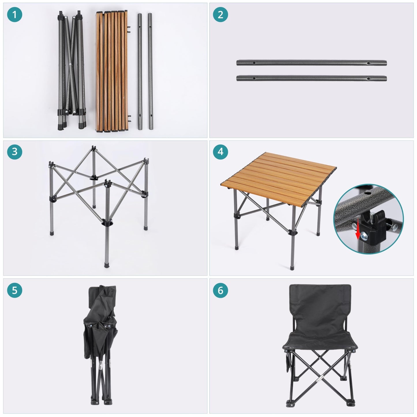 Black Camping Chair & Table