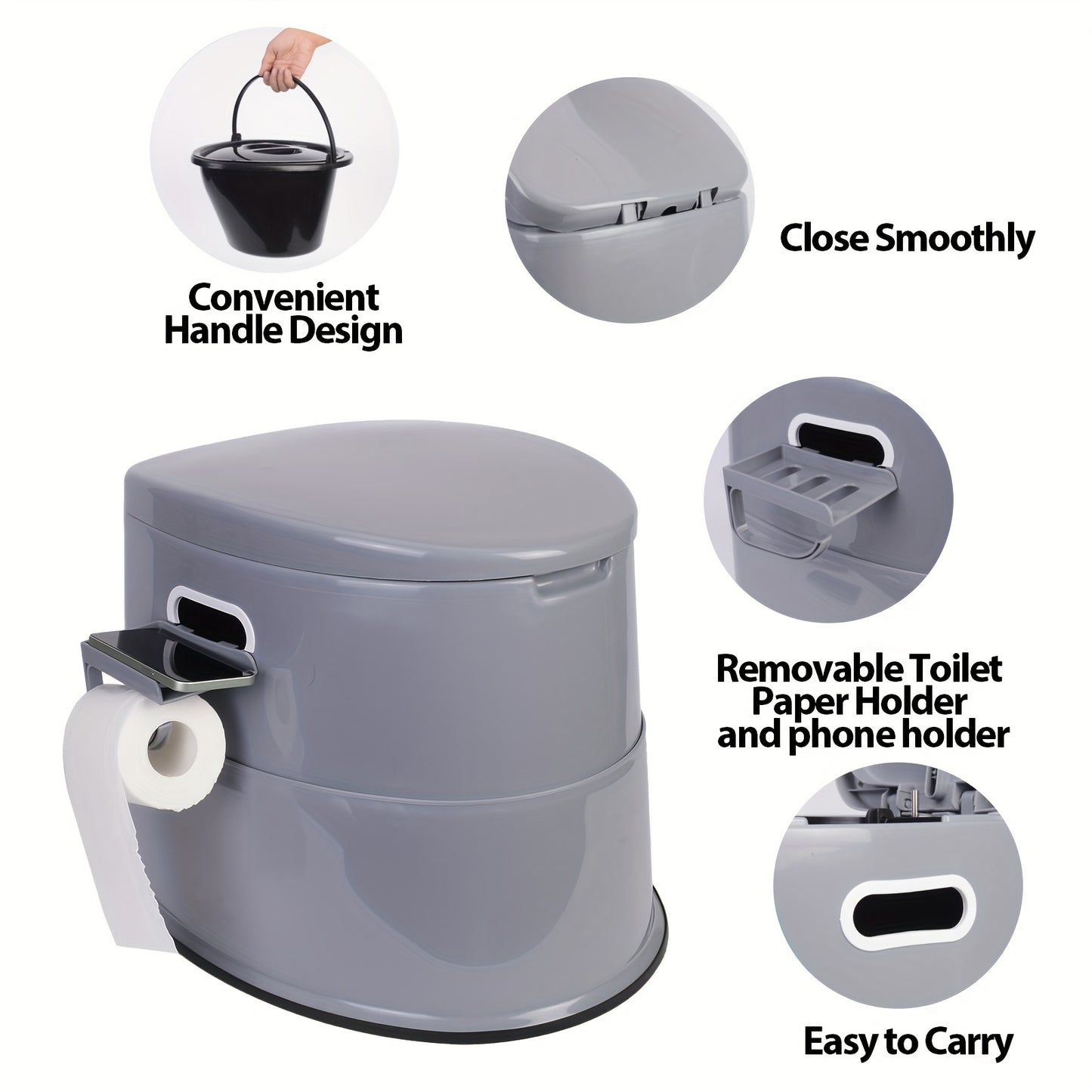 Tall Camping Toilet with Lid