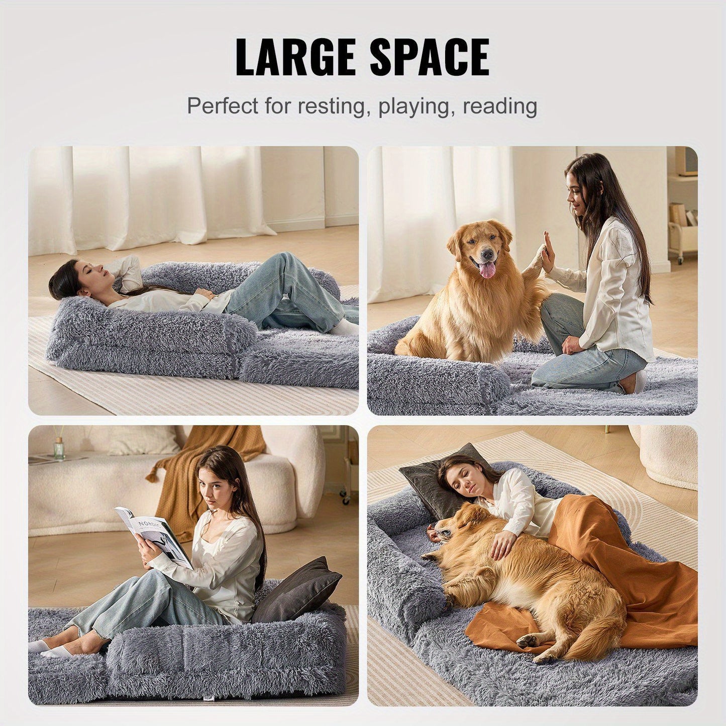 Human Size Dog Bed, 72x48x10in