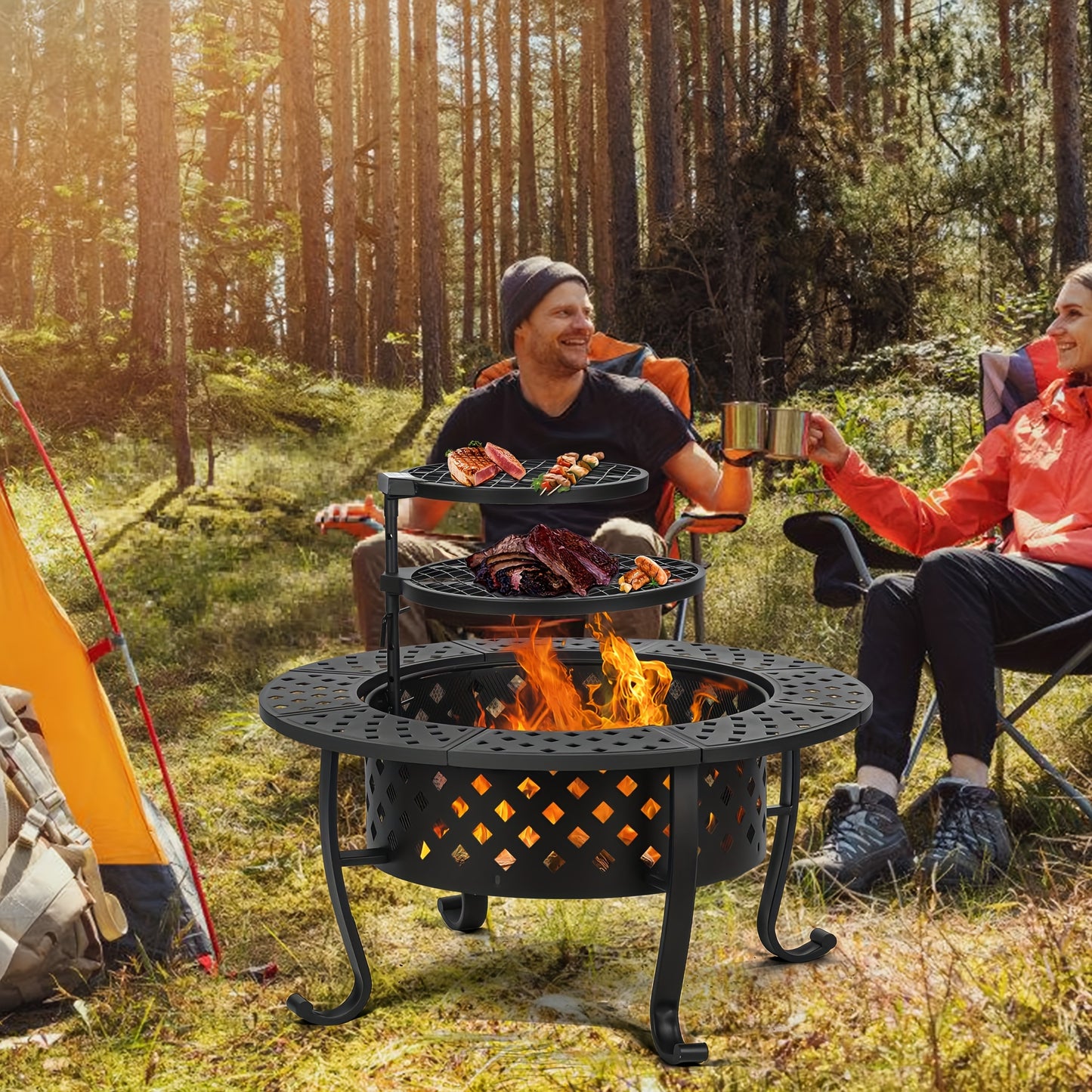 Fire Pit with Two Grills