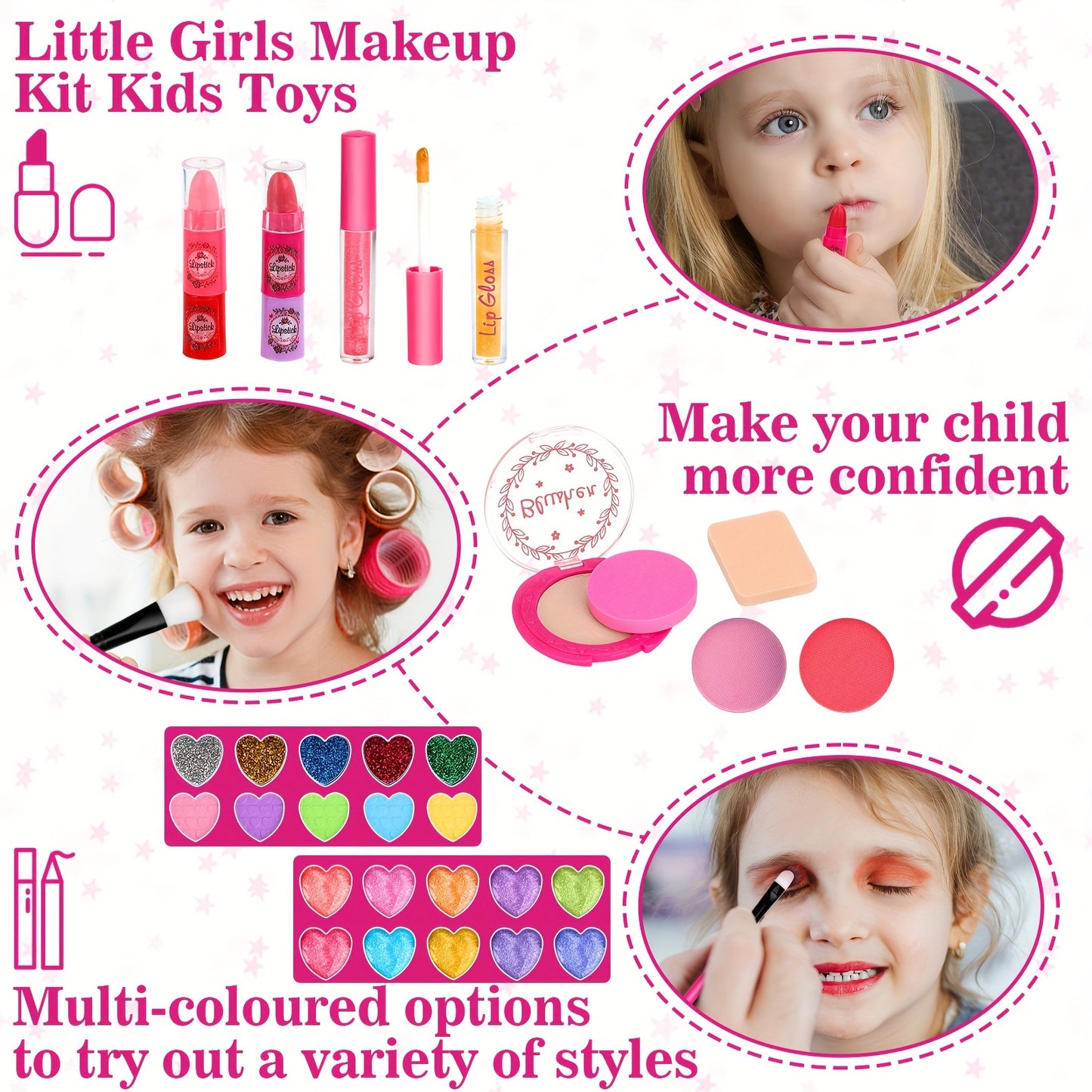 45 PCS Kids Makeup Kit for Girls,