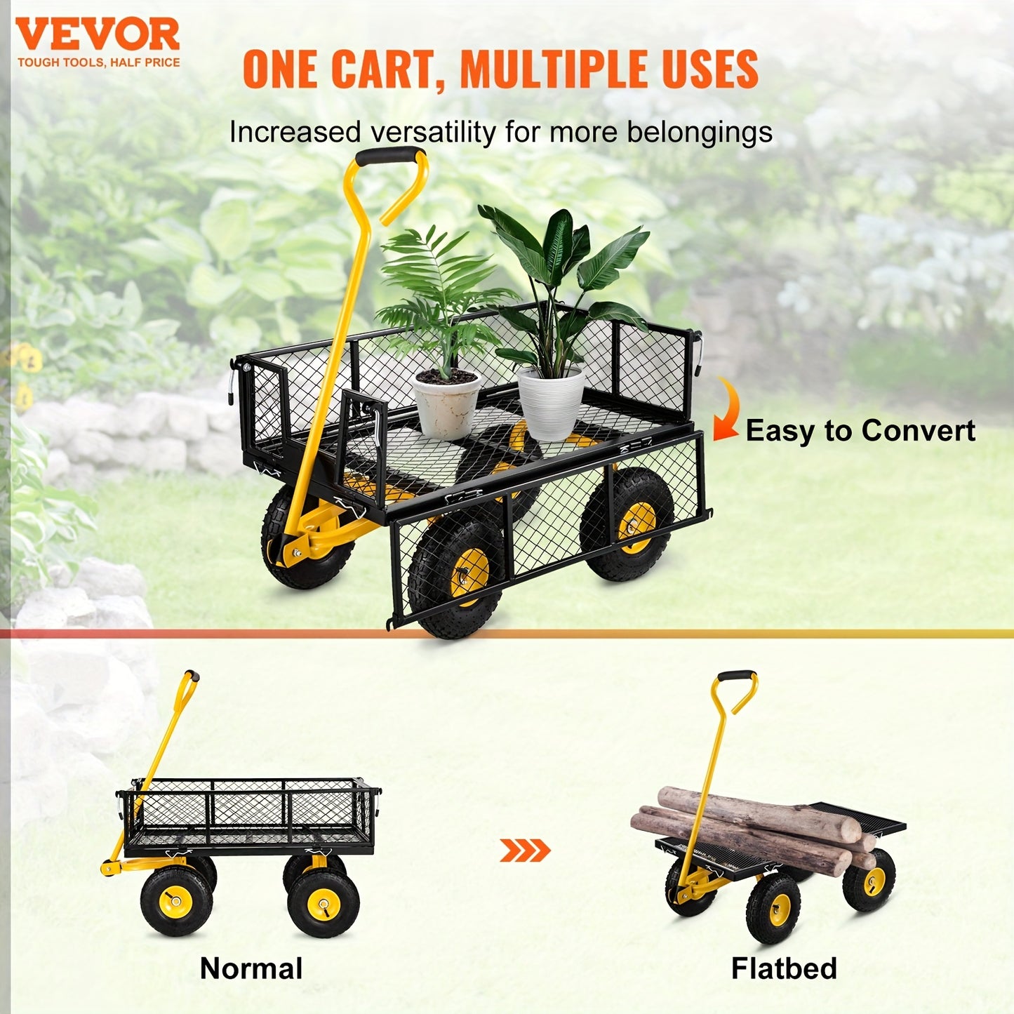 Heavy-Duty Steel Garden Cart