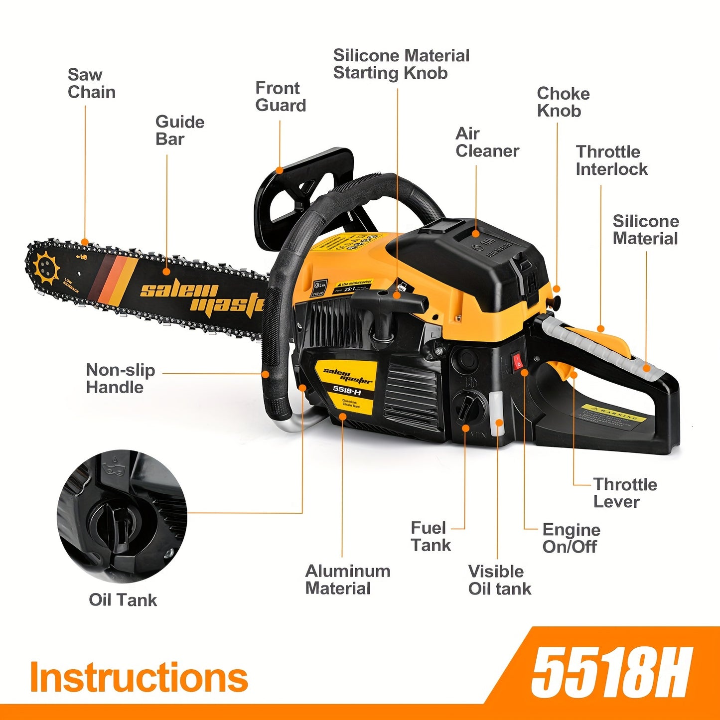 Gas Chainsaw With Dual Throttle