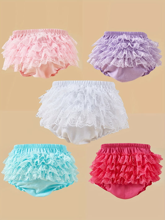 Solid Color Children's Lace Shorts