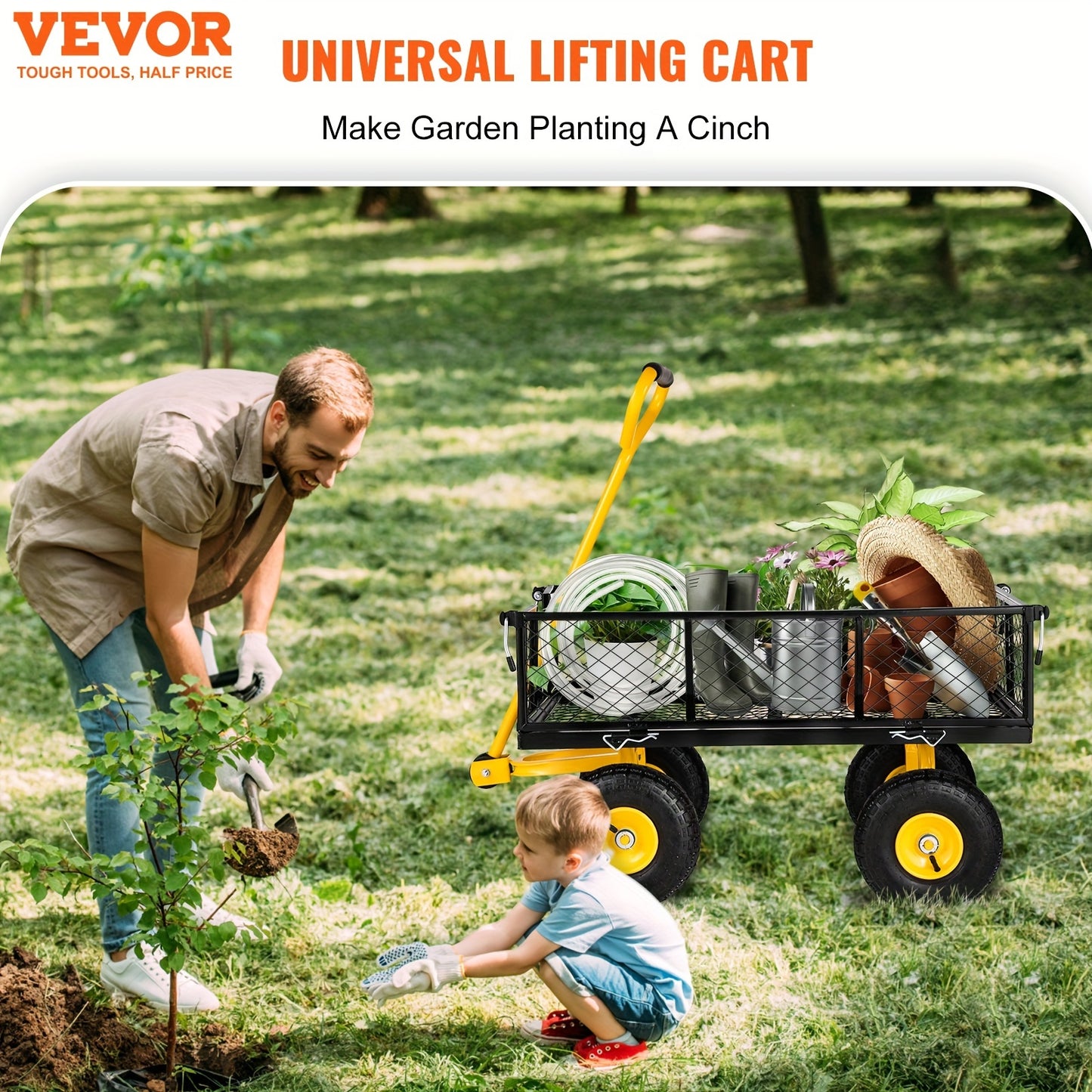 Heavy-Duty Steel Garden Cart