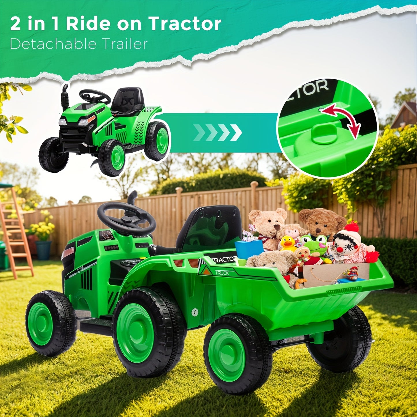 Kids Ride On  Tractor Black Knight